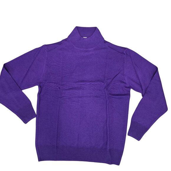 Bloomingdales Sutton Studio Purple Wool Turtleneck Sweater Made In Italy Women M - Picture 1 of 5